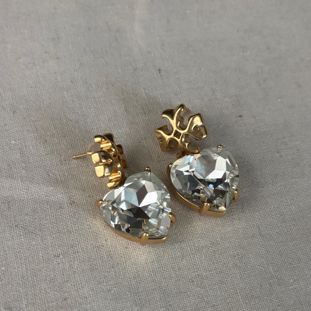 Tory Burch Gold and Silver Heart Earrings